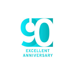 90 Years Excellent Anniversary Vector Template Design illustration