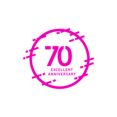 70 Years Excellent Anniversary Vector Template Design illustration