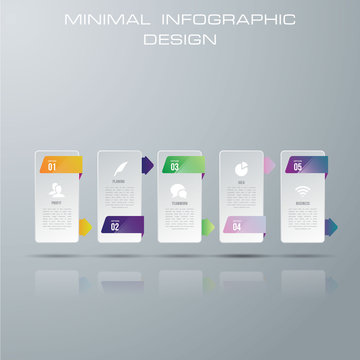 rounded rectangle Infographic template with 5 options, workflow, process chart,Timeline infographics design vector can be used for workflow layout, diagram, annual repor. - Vector