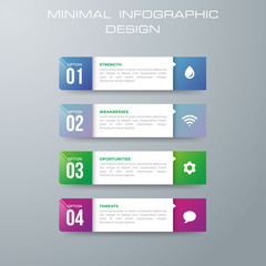 rectangle Infographic template with 4 options, workflow, process chart,Timeline infographics design vector can be used for workflow layout, diagram, annual report,  - Vector