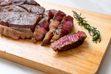 Grilled medium rare beef steak