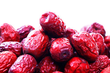 Red on a white background