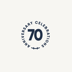 70 Years Anniversary Celebration Vintage Circle Vector Template Design Illustration