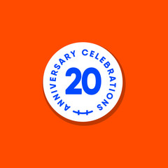 20 Years Anniversary Celebration Vintage Circle Vector Template Design Illustration