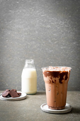Iced chocolate milkshake drink