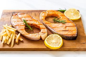 grilled salmon steak fillet