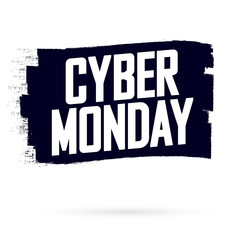 Cyber Monday Sale, banner design template, discount tag, grunge brush, vector illustration