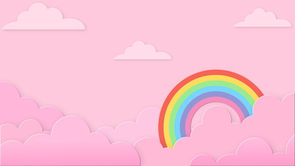 Abstract kawaii Colorful Sky rainbow background. Soft gradient pastel Comic graphic. Concept for wedding card design or presentation
