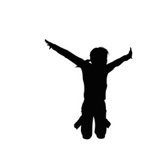 Fototapeta na wymiar Happy Kid Jumping Silhouette