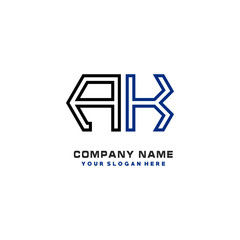 initials AK logo template vector. modern abstract initials logo shaped lines,