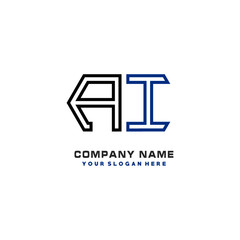 initials AI logo template vector. modern abstract initials logo shaped lines,