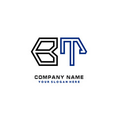 initials BT logo template vector. modern abstract initials logo shaped lines,