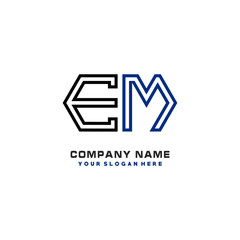 initials EM logo template vector. modern abstract initials logo shaped lines,