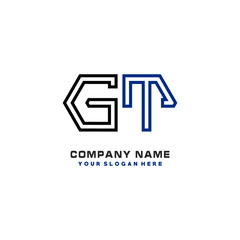 initials GT logo template vector. modern abstract initials logo shaped lines,