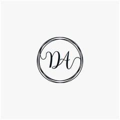 DA Initial Handwriting logo template, Creative fashion logo design, couple concept -vector	