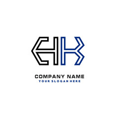 initials HK logo template vector. modern abstract initials logo shaped lines,