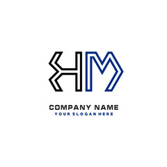 initials KM logo template vector. modern abstract initials logo shaped lines,