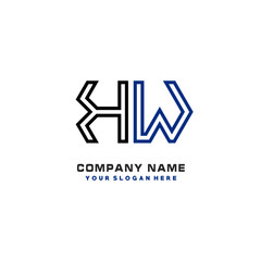 initials KW logo template vector. modern abstract initials logo shaped lines,