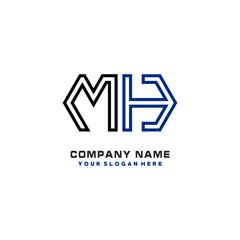 initials MH logo template vector. modern abstract initials logo shaped lines,