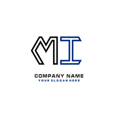 initials MI logo template vector. modern abstract initials logo shaped lines,