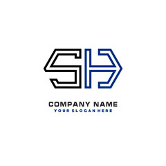 Fototapeta premium initials SH logo template vector. modern abstract initials logo shaped lines,
