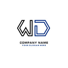 initials WD logo template vector. modern abstract initials logo shaped lines,
