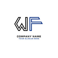 initials WF logo template vector. modern abstract initials logo shaped lines,