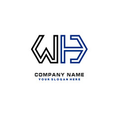 initials WH logo template vector. modern abstract initials logo shaped lines,