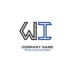 initials WI logo template vector. modern abstract initials logo shaped lines,