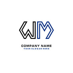 initials WM logo template vector. modern abstract initials logo shaped lines,