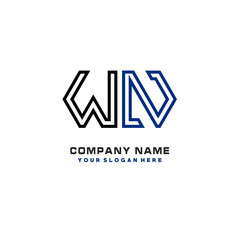 initials WN logo template vector. modern abstract initials logo shaped lines,