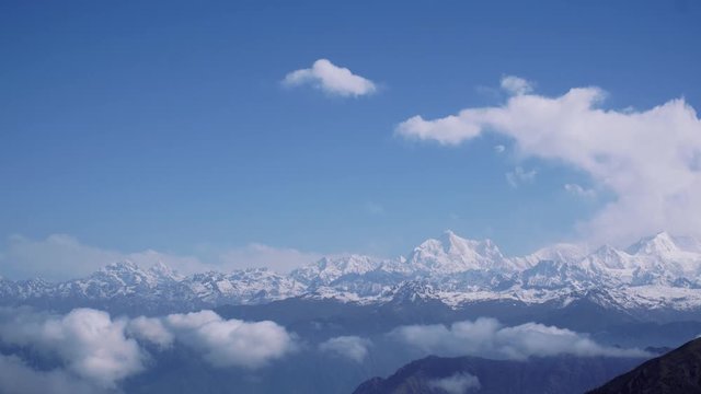 cloud time lapse on snow peek mountain