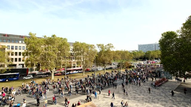 Fridays For Future Movement in Wiesbaden, Germany. Many people and students protesting for a new climate policy.