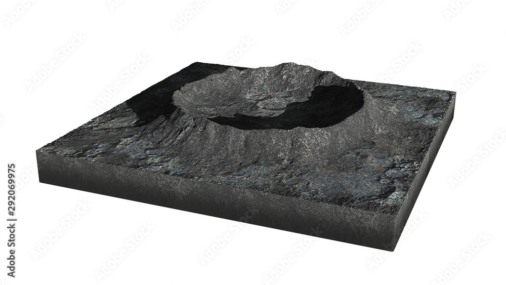 Canvas Prints cross section of a crater on the surface of the moon, isolated on white background
