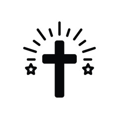 Black solid icon for cross 