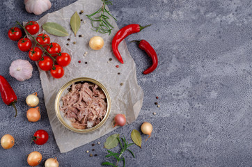 Canned meat in metal