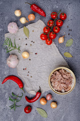 Canned meat in metal