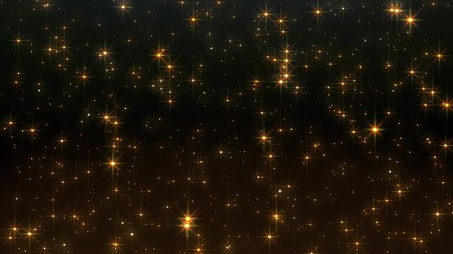 Sparkle Glitter Stars Space 7 -Elegant Amber Gold- Fantastic Night -Falling- Seamless Loop -4K UHD 3840-2160
