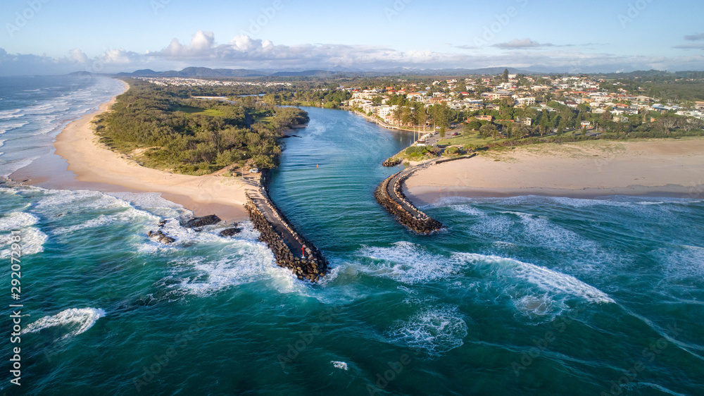 Wall mural kingscliff in australia view from above. beautiful spectacular view of the holiday destination in ne - Wall murals