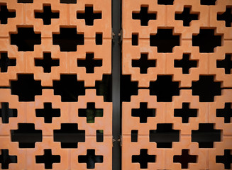 orange geometric wall fence. oriental ornament background