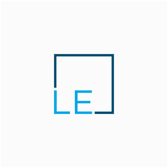 LE Logo design with square frame line art. business consulting concept. studio,room,group icon - vector