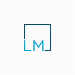 LM Logo design with square frame line art. business consulting concept. studio,room,group icon - vector
