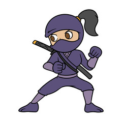 Cartoon Female Ninja Vector Illustration © siridhata