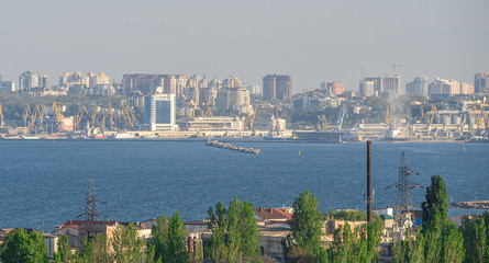 View of the port of Odessa from the sea