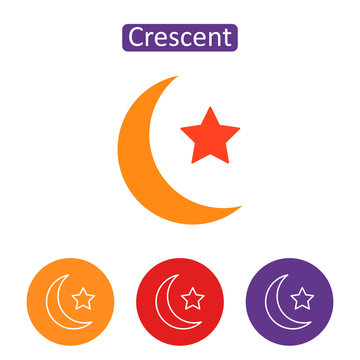 Star and crescent icon on white background.