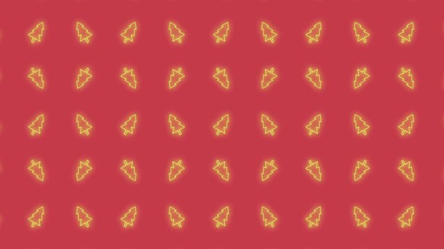 Christmas Tree Tiled Background Animation Pattern in Glowing Green and Red