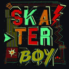 skater boy typography illustration graphic design © hayr pictures