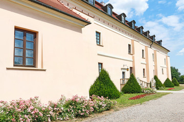 NIEPOLOMICE,POLAND - JULY 12, 2019: The royal castle and beautiful gardens