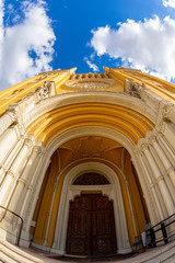  Exterior of the catholic church - designed by Ybl Miklos, is one of the most impressive cathedral in rural Hungary.