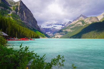 Lake Louise red canoes